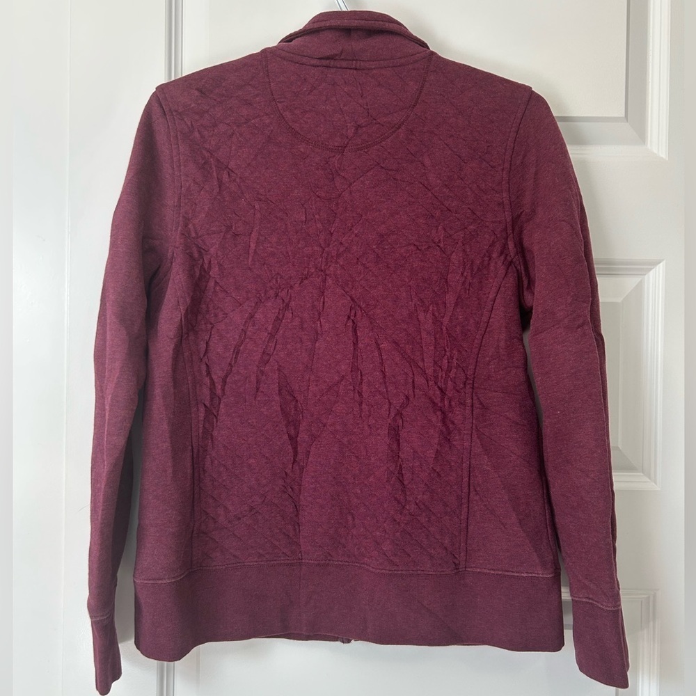 L.L. Bean Quilted Full-Zip Sweater - Deep Purple - Picture 6 of 12